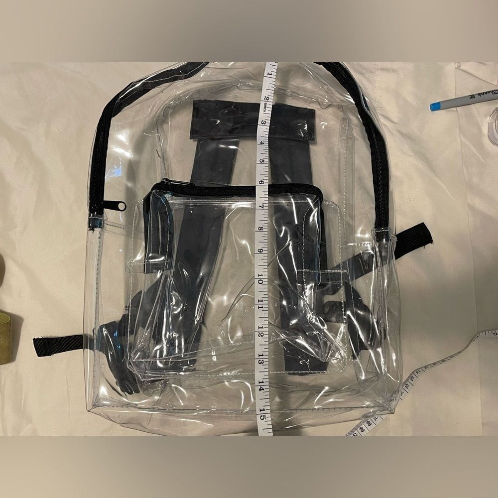NWOT Clear Backpack w/ Black Straps perfect for sporting events, school, concert